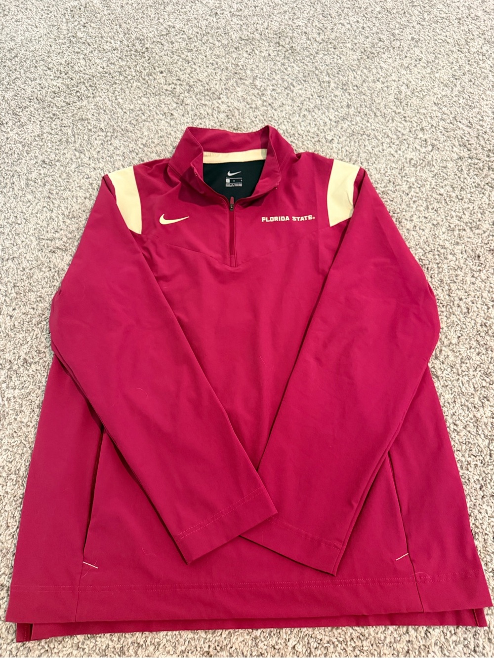 Nike Garnet Quarter-Zip Pullover with Cream Shoulder Panels - Florida State
